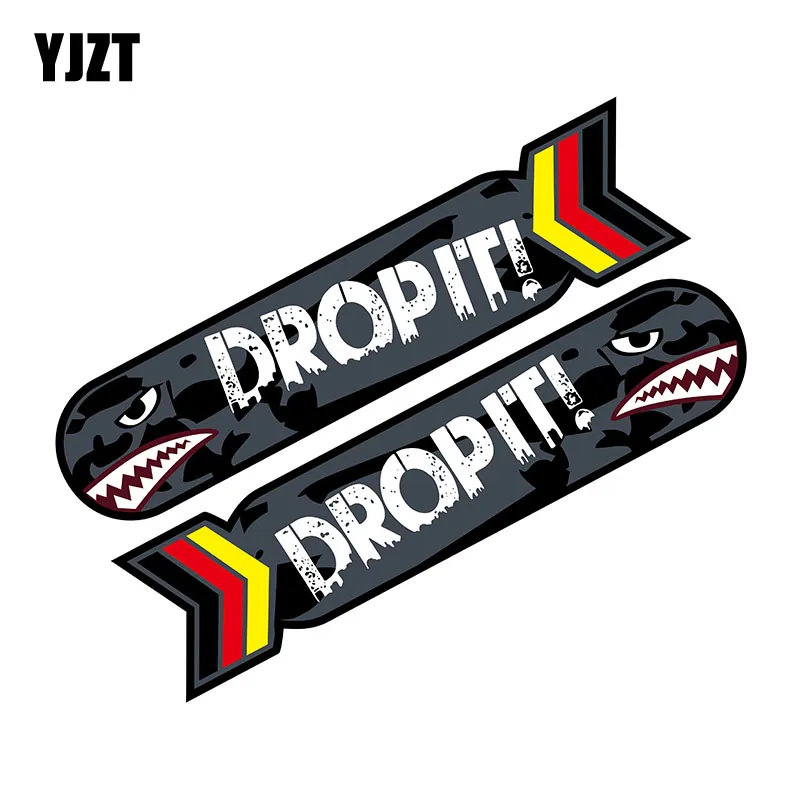 

YJZT 2X 13CM*2.9CM Personality Motorcycle Helmet Decal DROPIT Shark Cartoon Reflective Car Sticker 6-2159
