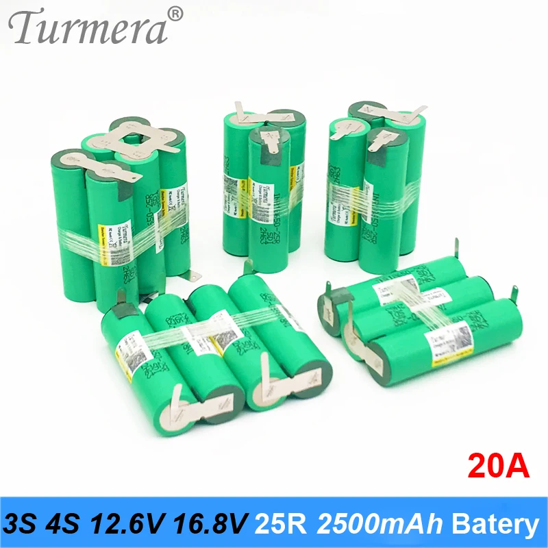 3s battery 18650 pack turmera for samsung 25r battery inr18650-25r 18650 2500mah battery 10.8v 12.6v welding solder battery for screwdriver tools battery customized battery 0 2 (2)