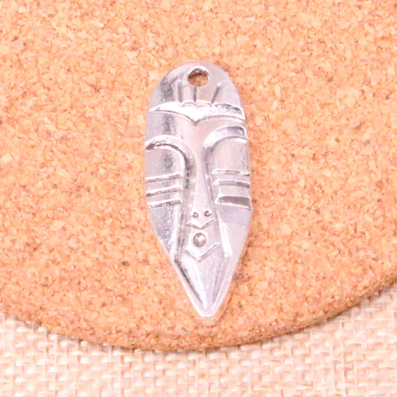 Silver Yellow Plated Mask Charm 28mm