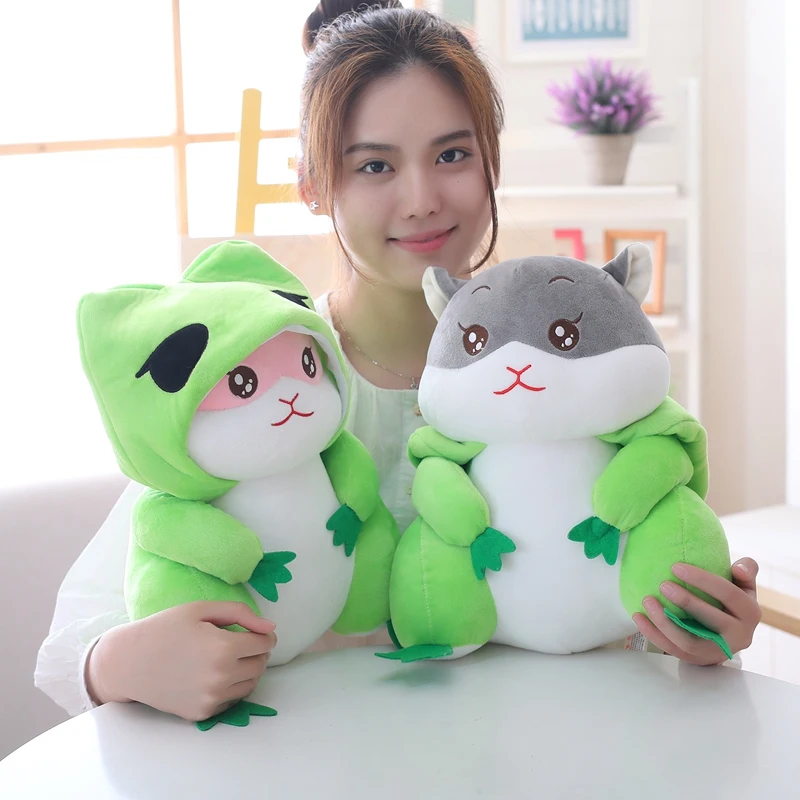 

BABIQU 1pc 30cm Hamster Transform Frog With Hat Cute Animal Plush Toy Creative Soft Stuffed Doll Child Funny Cute Kawaii Gifts