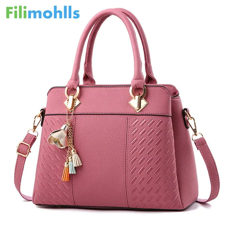 Fashion Brief Women Handbag Solid Flap Shoulder Bag Top Handle Tote