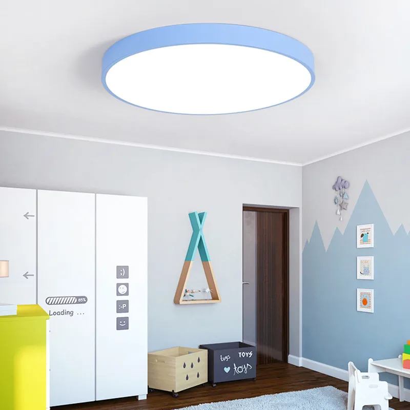 Светодиодный потолочный светильник, современный, акриловый, Круглый, 5 см, супер тонкий, поверхностное крепление, диаметр 30 см, светодиодный, потолочный светильник для гостиной, спальни, кухни - Цвет корпуса: Синий