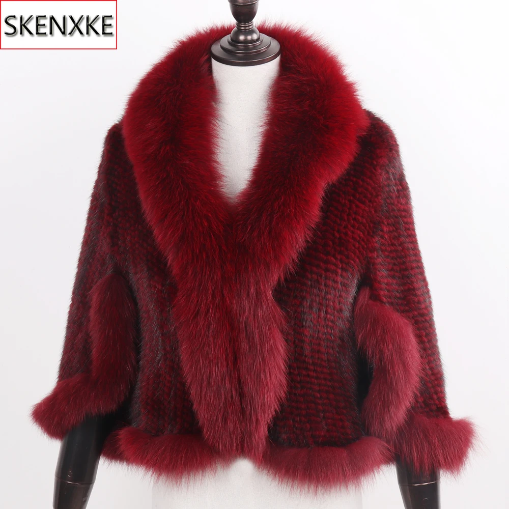 

2019 Real Mink Fur Poncho Knitted 100% Natural Real Mink Fur Shawl Natural Fox Fur Collar Pashmina Autumn Winter Mink Fur Scarfs