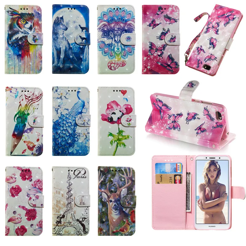 Honor 7A Не доставая его из чехла для Fundas huawei DUA L22 чехол 5 45 &quotFundas Y5 2018 крышка 3D кошелек