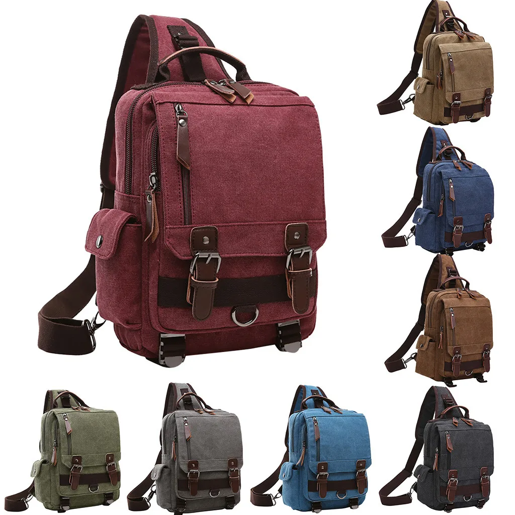 

Men And Women Leisure Large Capacity Travel Single Shoulder Bag Chest Bags Waterproof Laptop Backpack Vintage Bagpack