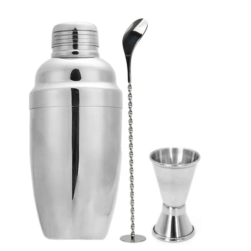 3pcs Set 750ml Capacity Bartender Cocktail Shaker Container Stainless
