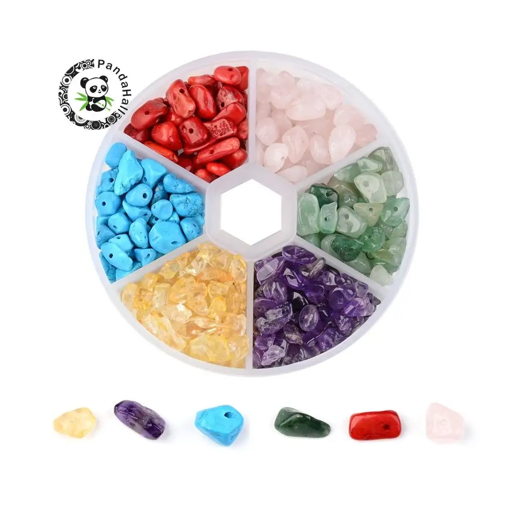 

Approx 350pcs/box 7~12x5~8x3~5mm 6 Color Irregular Natural Stone Beads Chips with 0.3mm Hole for DIY Earring Bracelets Craft
