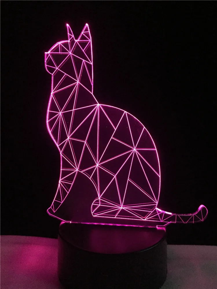 Animal Cat 3D Lamp Lighting RGB LED USB Mood Night Light Multicolor Friend Kid Child Chirstmas Gifts Lava Romantic Decor