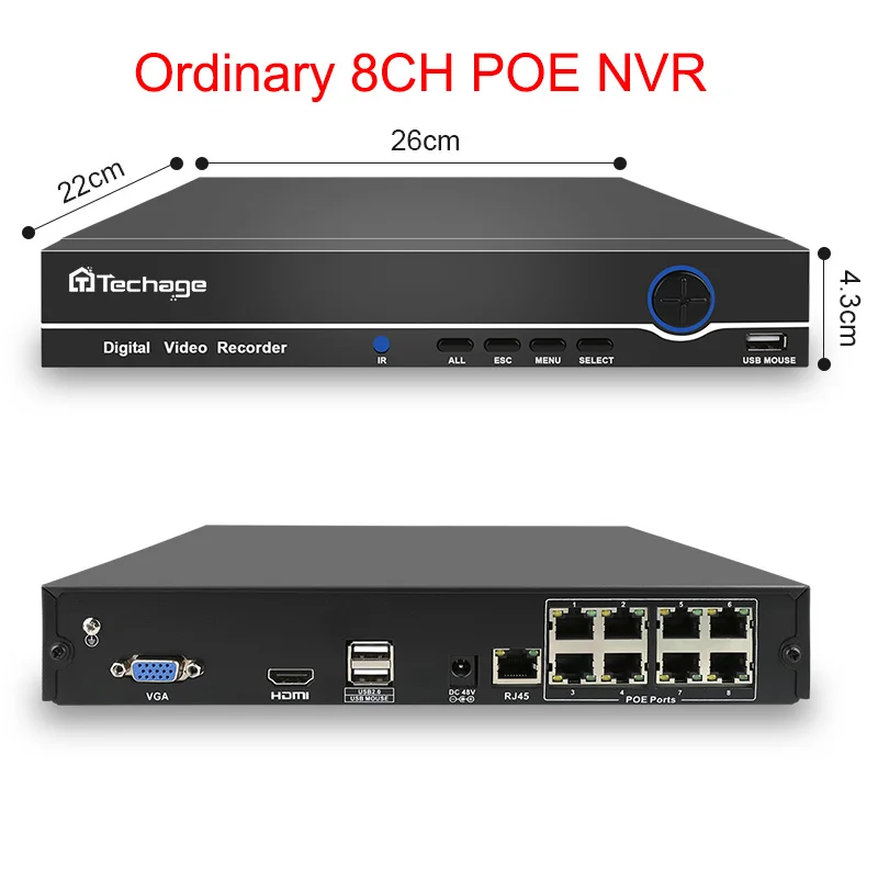 Techage 8CH 1080P POE CCTV система 10," lcd NVR комплект 2MP Крытый открытый купол Антивандальная IP камера P2P комплект видеонаблюдения