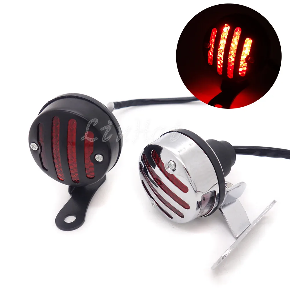 Motorcycle Metal LED Vintage Grill Tail Brake Rear Light For Harley