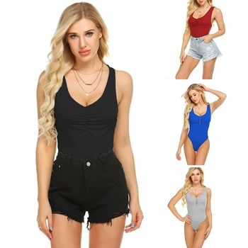 

AYPOQ New Skinny Plus Size Bodysuit Rompers Casual Women Streetwear Sexy Sleeveless Summer Slim Modern Lady Jumpsuits Overalls