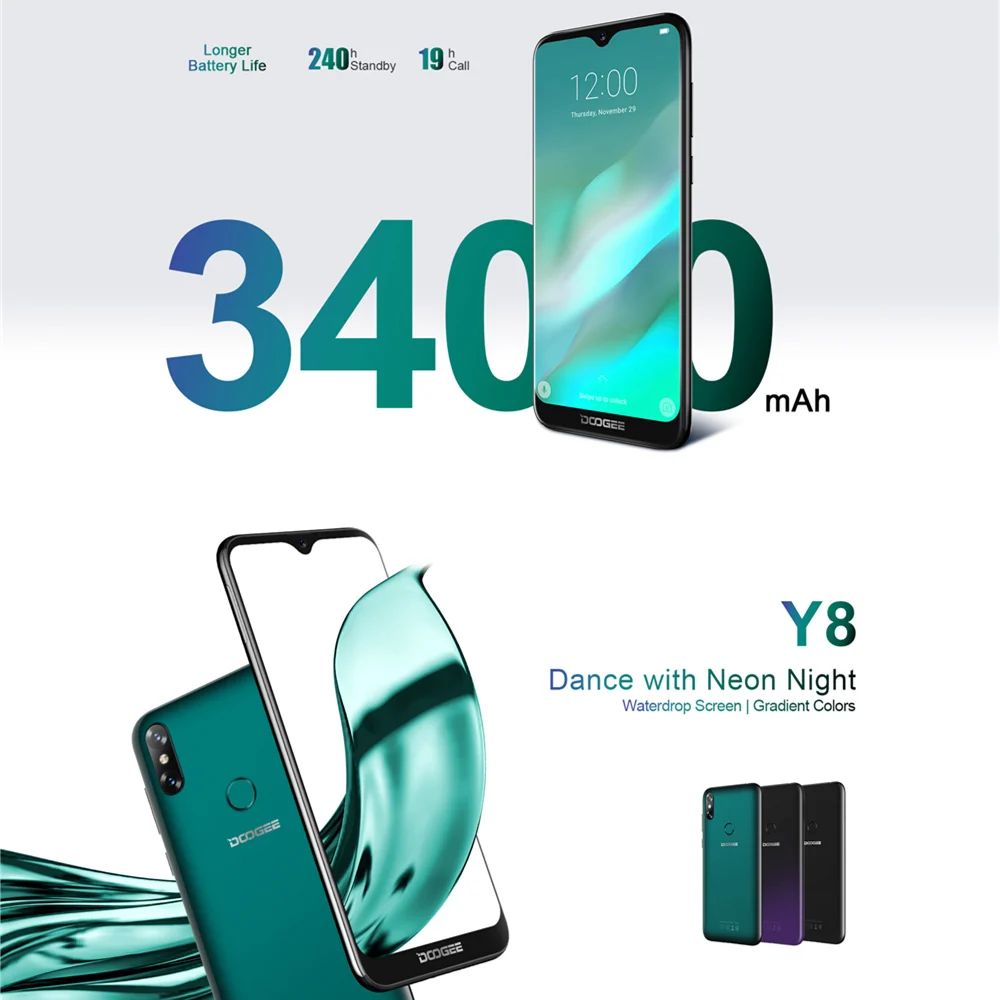 Doogee Y8 3 Гб оперативной памяти 16 встроенной распознавания лиц и функцией