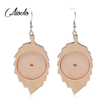

Aiovlo 5pairs Fit 25mm Leaf Wood Cabochon Earring Base Settings Blank Stainless Steel Hooks Diy Accessories for Making Earrings