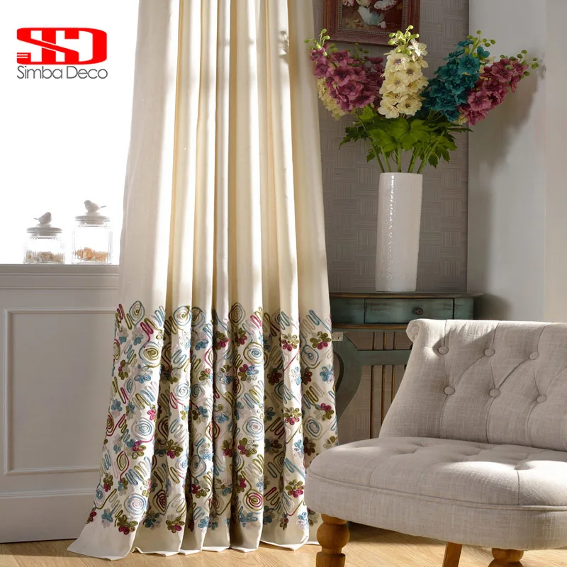 Cotton Blackout Curtains For Living Room Embroidered Fl Blinds Cotton Blackout Curtains For Living Room Embroidered Fl Blinds D Children Cortinas Bedroom Window Treatments Panels In From Home