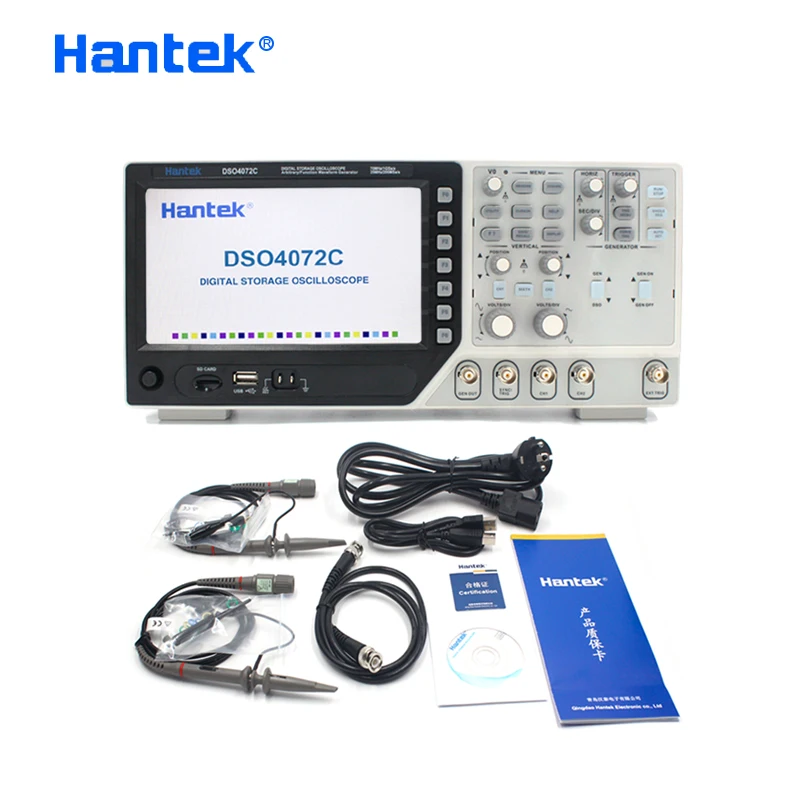 Hantek официальный Osciloscopio DSO4072C 2 канала 70 МГц цифровой осциллограф с 1 канал произвольной/функции генератор сигналов