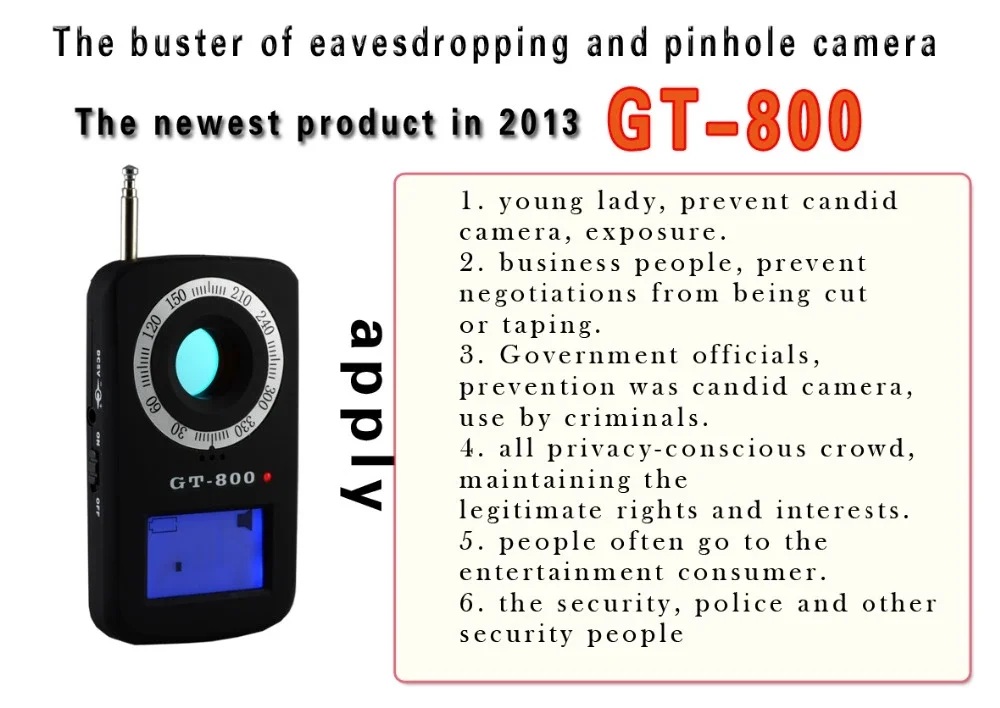 GT-800 Анти-шпион мини Полный диапазон беспроводной сигнал детектор безопасности беспроводной радио волна сенсор обнаружения