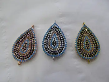 

Top Quality CZ Micro Pave Evil Eye teardrop drop peach Pendant Eyes Micro Crystal Pave Diamond connector 18-28mm 6pcs