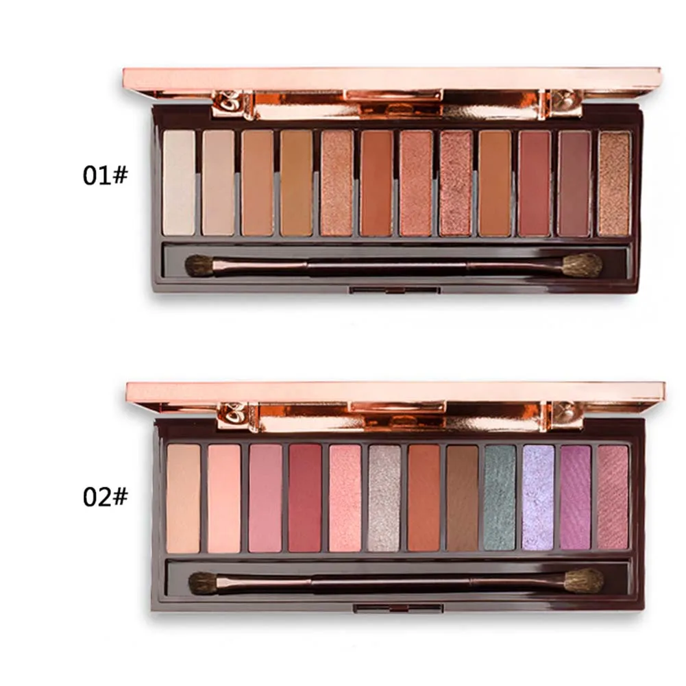 12 Colors Eyeshadow Palette Matte Glitter Earth Tone Cosmetics Eye