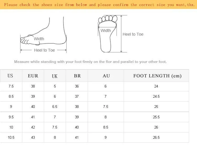 size shoes
