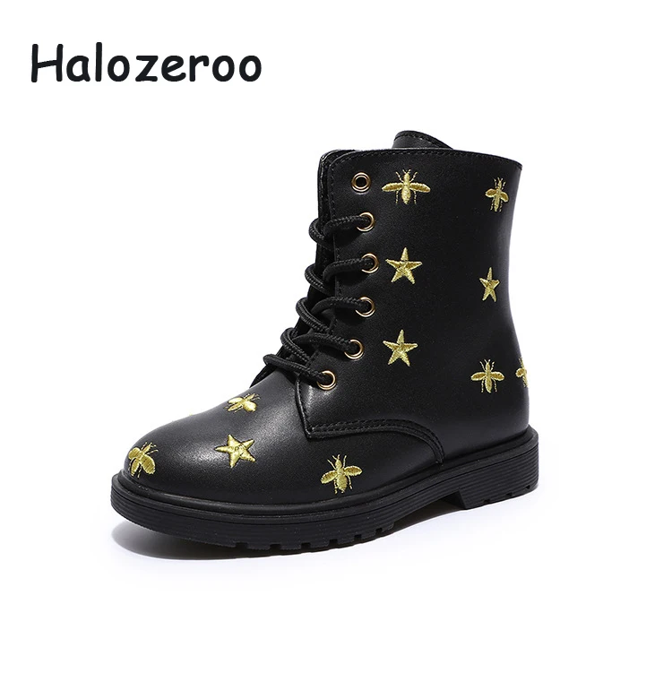 

Winter New Baby Girls Mid Calf Boots Kids Bee Shoes Children Warm Martin Boots Boys Star Brand Shoes Red Soft Fashion Shoes 2019