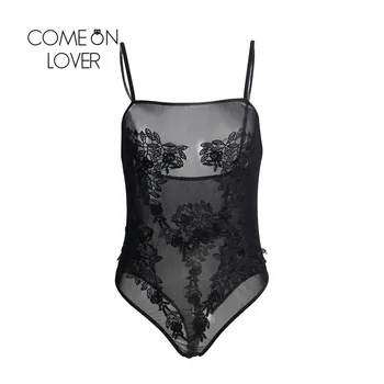 

Embroidered Black Lace Bodysuit Mesh Short Jumpsuit Female Casual Summer Clothing Plus Size Summer Romper Hot Combinaison R80613
