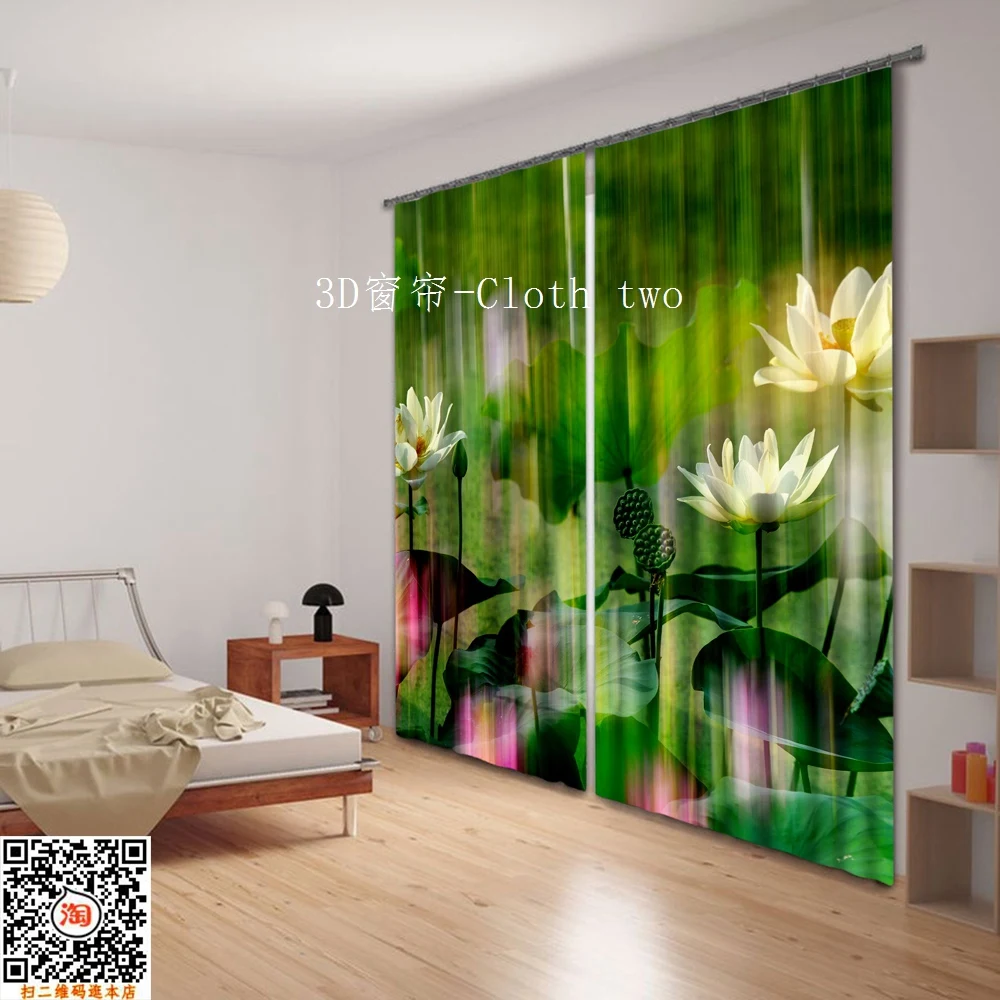 

Lotus Photo Digital Print 3D Curtains