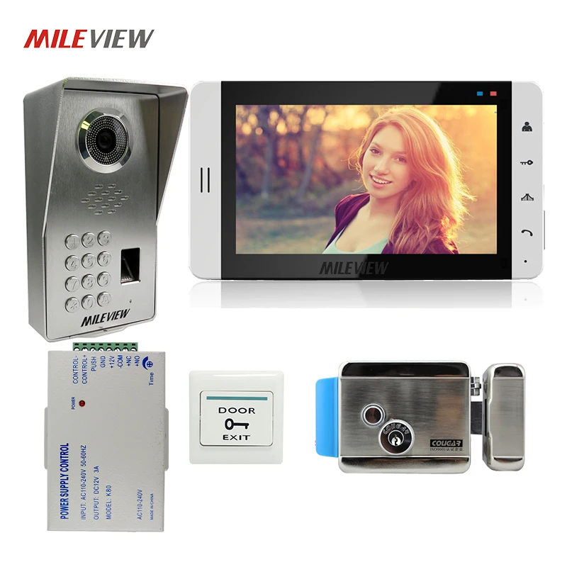 

FREE SHIPPING Fingerprint Keypad 7" Touch Key Monitor Video Door Phone Intercom System + Waterproof Door Camera Mechanical Lock