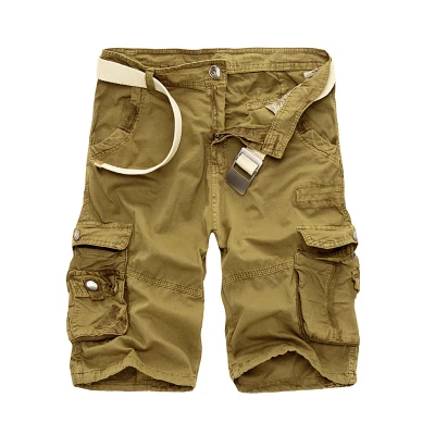 Камуфляжные военные шорты бермуды летние камуфляжные карго шорты мужские хлопковые свободные тактические короткие штаны без пояса - Цвет: Khaki