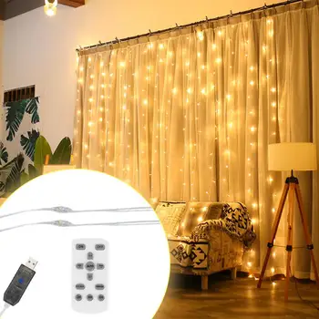 

2019 new warm light color waterfall background ice strip light string 3m wedding decoration fairy tale star curtain light #4JY03