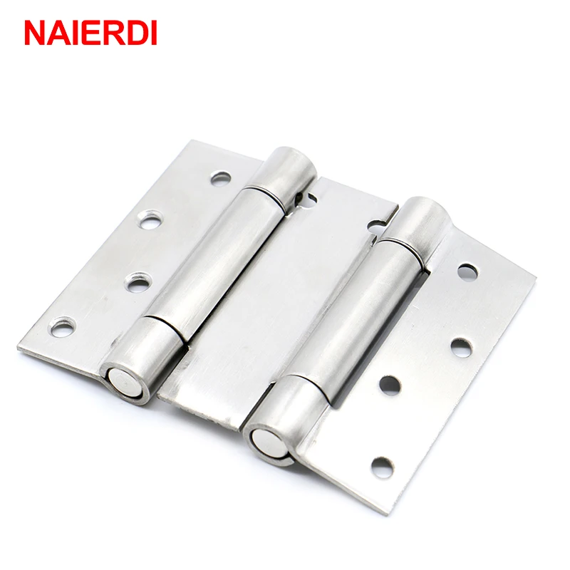 2PCS NAIERDI 4 Inch Single / Double Spring Door Hinge Stainless Steel Rebound Hinge For Cafe Swing Western Hidden Door Hardware