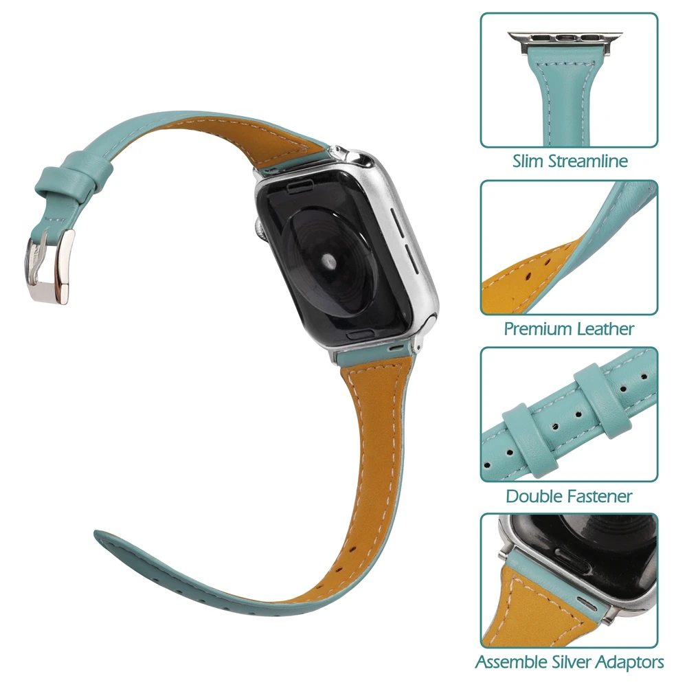 Тонкий ремешок из натуральной кожи для Apple Watch 4 ремешка 42 мм 38 iWatch спортивный