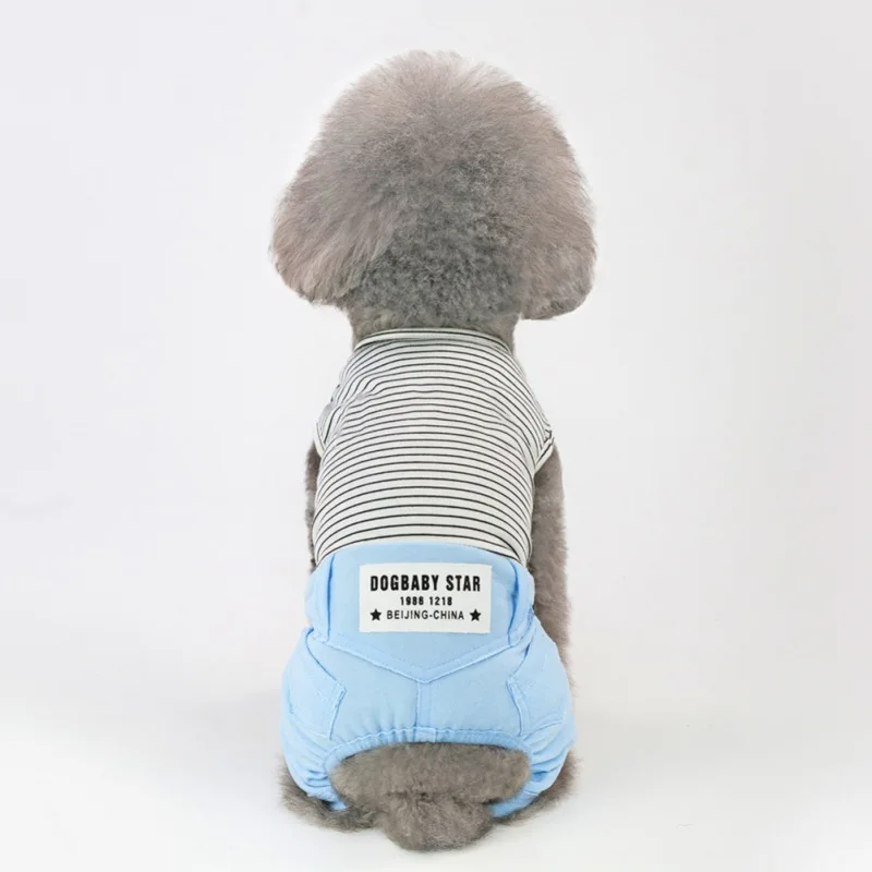 

Dog Jumpsuits Rompers Spring Summer Pet Clothes Set Leisure 4 Legs Top Pure Color Long Pant