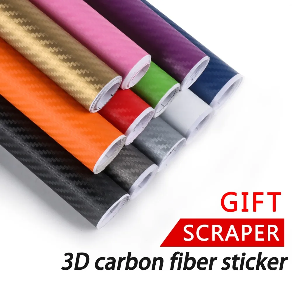 

1PCS 127CM*30CM 3D Carbon Fiber Car Sticker Auto Wrap Film Stickers Decals Motorcycle Car Body Styling Accessories Automobiles