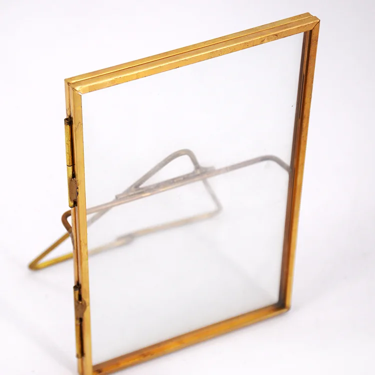 New three-dimensional metal glass photo frame set table creative desktop metal geometric picture frame glass frame10.5*15.5cm