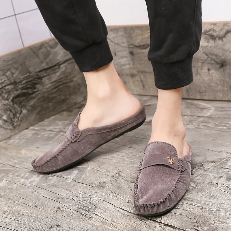 Casual Footwear Men Youth Half Drag Comfortable Man Shoes Black Brown Breathable Fashion Shoes Brand Designer Half slippers