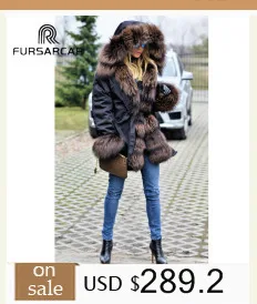 FURSARCAR New Winter Parka Luxury Women Natural Fur Jacket With Real Fox Fur Collar& Cuff Female Fashion Long Parkas Coat