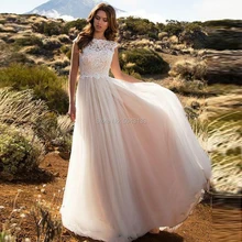 Свадебные платья с высоким воротом и белой аппликацией, длина до пола, тюлевые свадебные платья, свадебные платья с рукавами-крылышками, Vestidos De Noiva