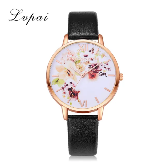 Lvpai Women Bracelet Watch Fashion Ladies Rose Gold Flowers Leather Band Analog Lvpai Women Bracelet Watch Fashion Ladies Rose Gold Flowers Leather Band Analog