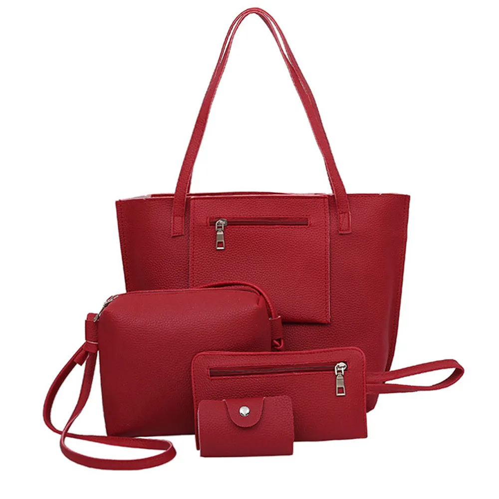 

Xiniu 4Pcs Women Leather Composite bag Shoulder Bag With a Clutch Wallet