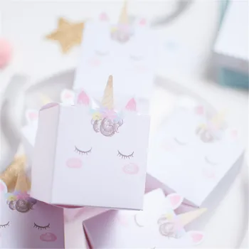 

BBC Unicorn Mini Wedding Birthday Party Candy Gift Favor Paper Box,12 Counts