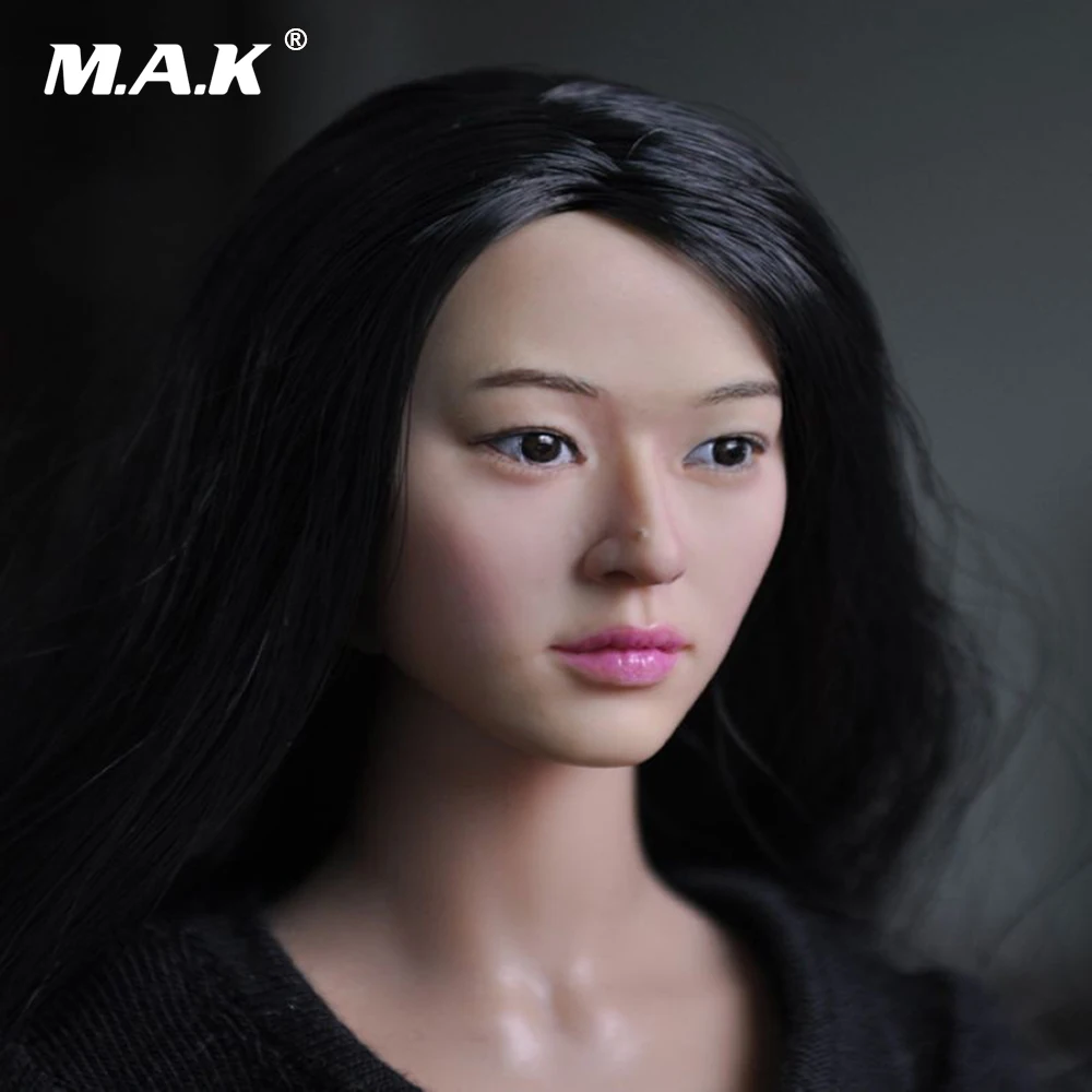 KM13-78 1:6 масштаб черные волосы Feamle головы Sculpt Headplay рисунок головы резьба Модель Fit 12 дюйм(ов) фигурку куклы