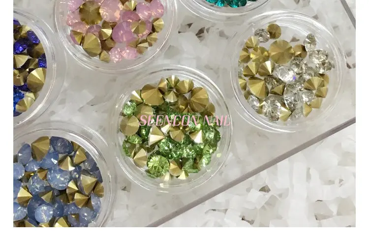 Vidro da Arte do Unha Diamante de Cristal Japanese Unha Moda Cores Aleatórias Mistura Pointy Volta Rhinestone Glitter Conjunto Art 12 10 High Quality Beleza e saúde