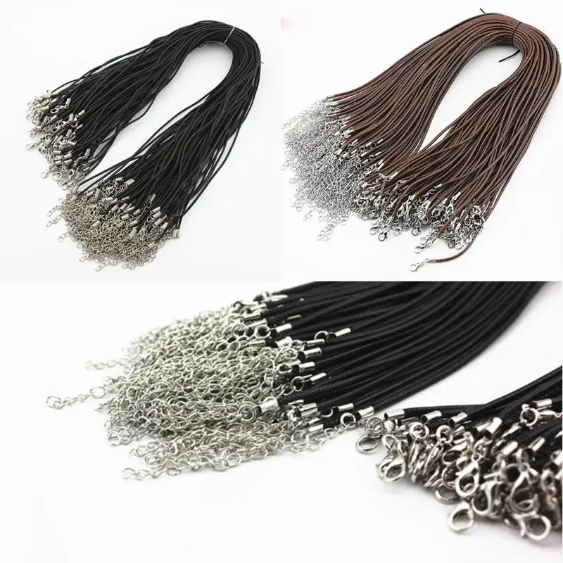 

wholesale 10 Pcs/lot DIY Chains Pendant Necklace Rope Charms Findings Lobster Clasp String Cord Black