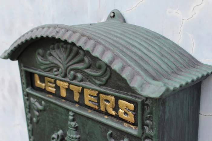 Литой Алюминий почтовый ящик темно-зеленый настенное крепление металлические украшения для сада Винтаж дома квартира буквы почтовый ящик с замком