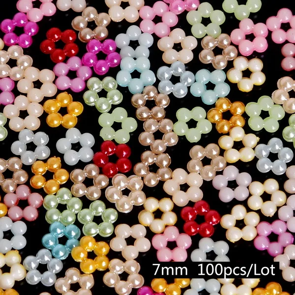 20-1000 намоток Mix 37 Цвета жемчуг имитация кабошон одежды декор с изображением сердечка цветка бусины ABS принадлежности DIY Швейные аксессуары - Цвет: 7mm beads with beads