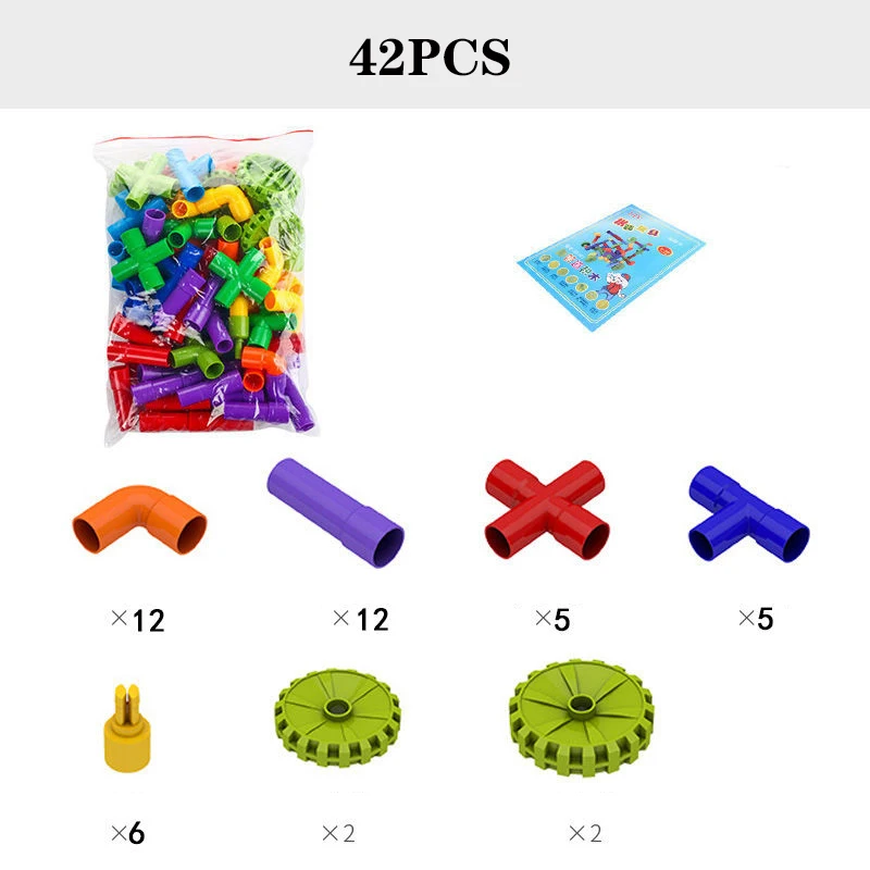 Горячий цвет водопровод строительный конструктор для детей DIY сборка туннель из труб Модель Игрушка совместима с маленькими блоками размеров - Цвет: 42pcs