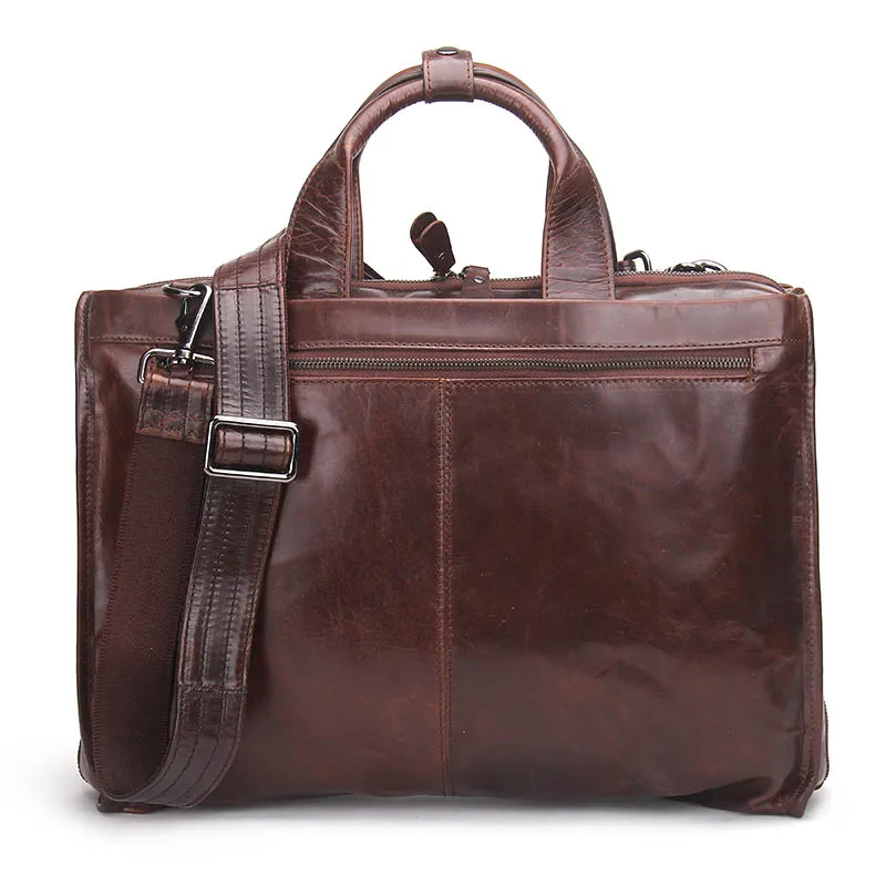 CONTACT'S Высококачественная многофункциональная деловая сумка в винтажном стиле из натуральной кожи - Цвет: Коричневый
