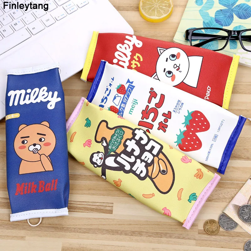 Чехол карандаш из искусственной кожи с изображением кошки|student pencil case|pencil casepencil