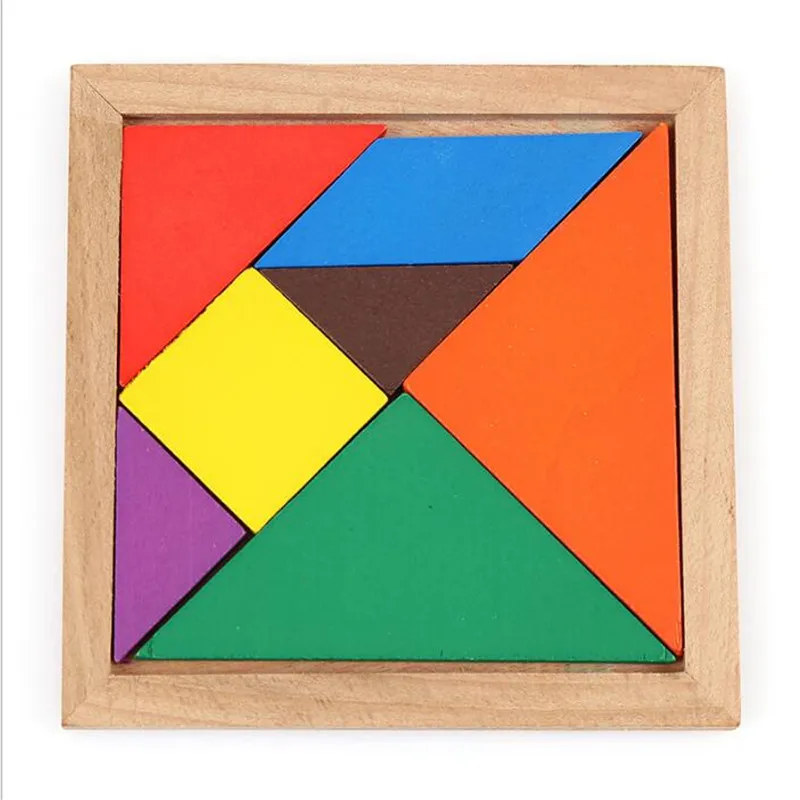 3D деревянные Tangram 7 частей головоломки красочный квадрат IQ игры головоломки интеллектуальные Обучающие игрушки для детей мальчик игрушки