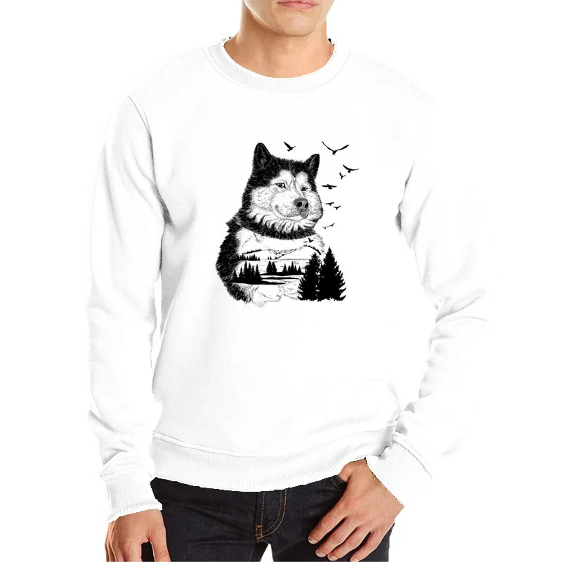 Cena Czarny i biały pies moda bluzy z kapturem fajne zwierzęta drukowanie bluza z kapturem mężczyźni wiosna jesień na co dzień bluza hip hop japoński streetwear